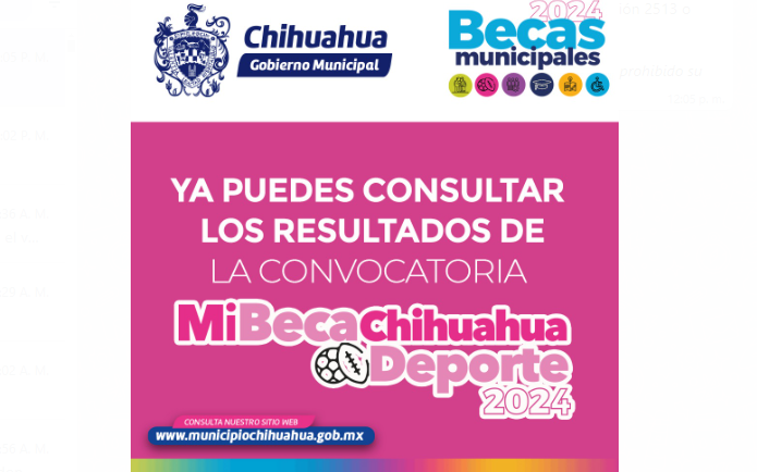 Anuncio de los seleccionados en el programa «Mi Beca Chihuahua del Deporte 2024» por parte del municipio