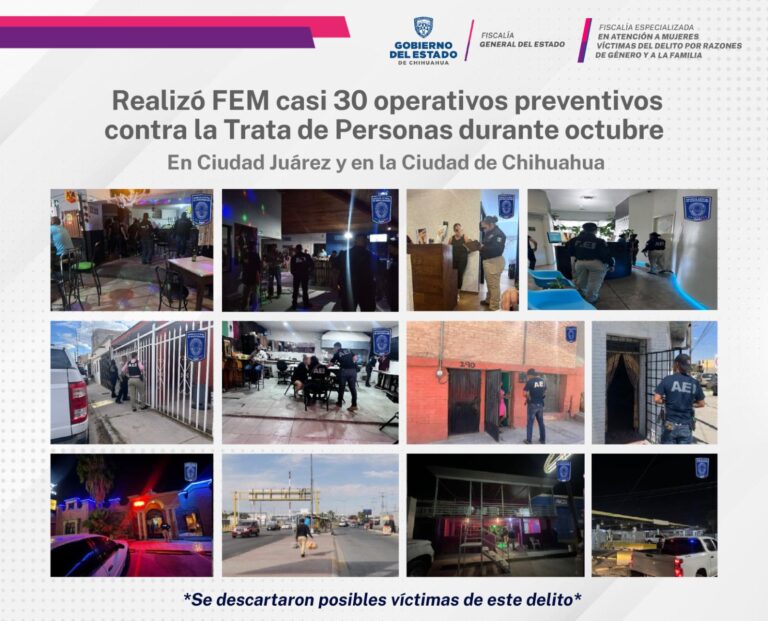 Realizó FEM casi 30 operativos preventivos contra la trata de personas durante octubre