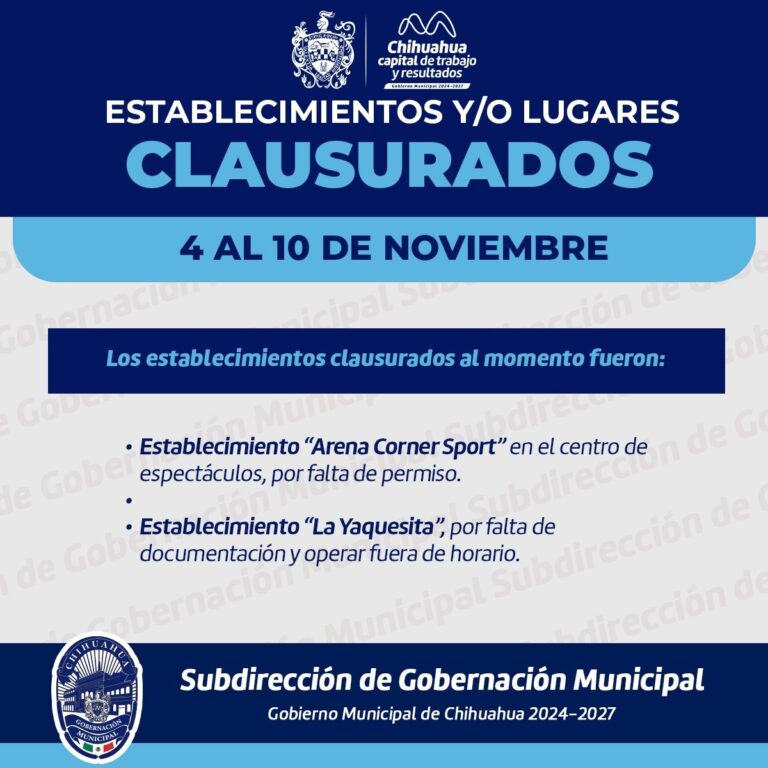 Clausuran dos establecimientos durante inspección semanal de Gobernación Municipal