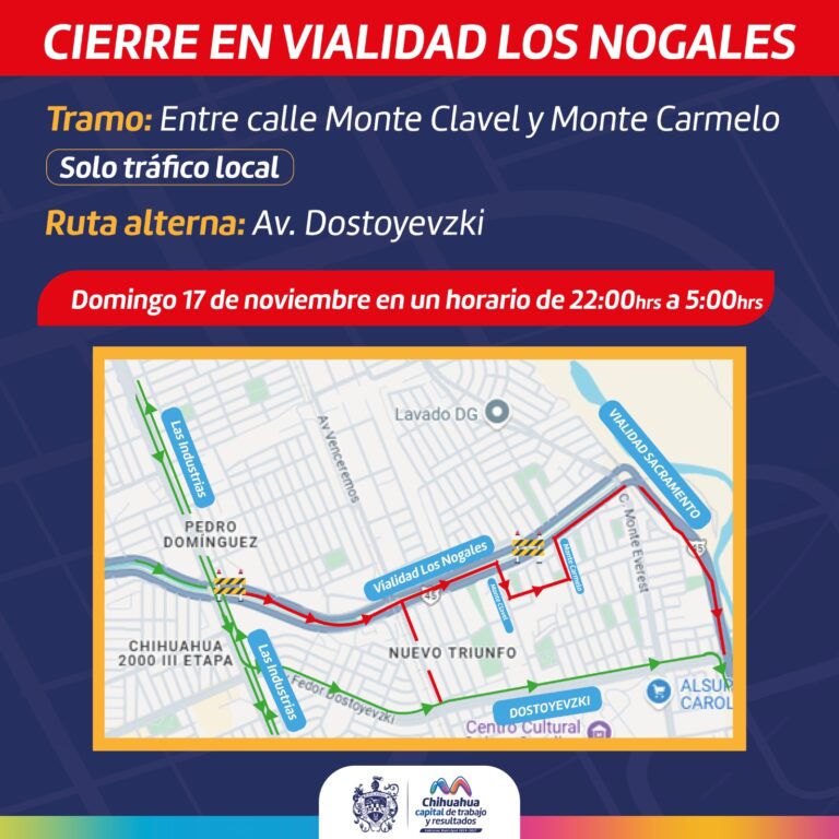 Este domingo cerrarán la Vialidad Los Nogales
