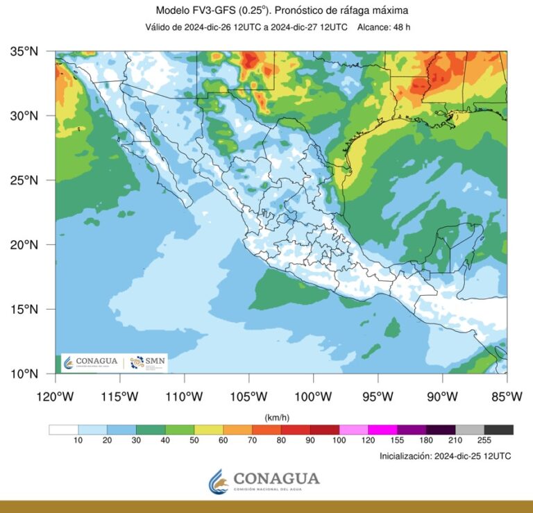 Frente frío 18 originará rachas de viento muy fuertes en el norte de México