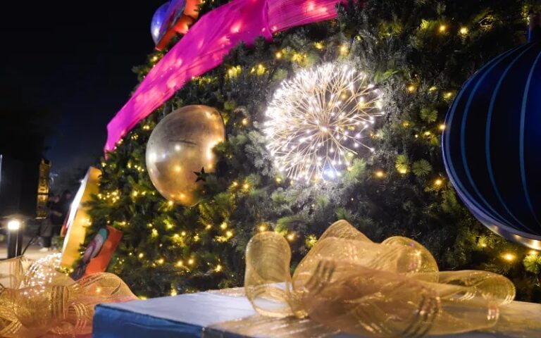 Maru Campos inicia las fiestas decembrinas en Ciudad Juárez con encendido del Árbol de Navidad