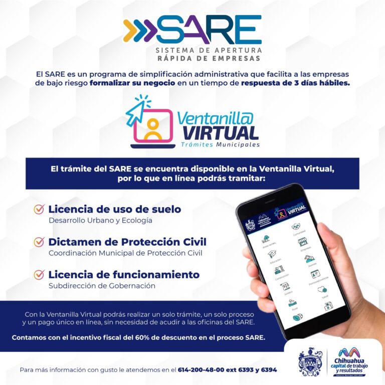 Invita Municipio a realizar tus trámites del SARE a través de la Ventanilla Virtual