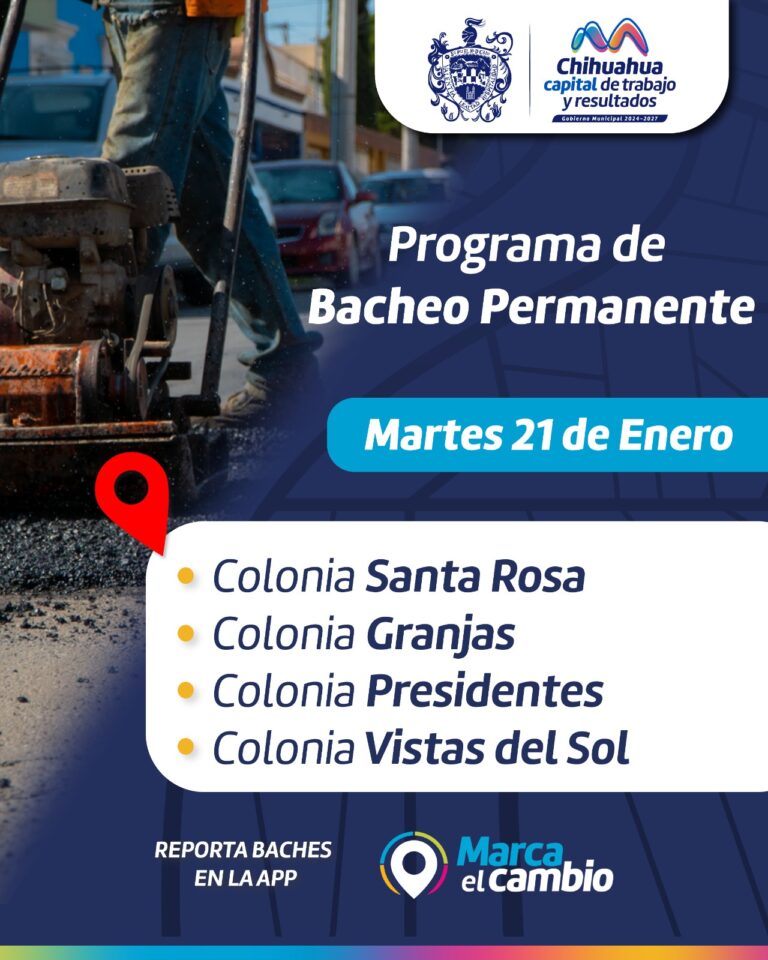Colonias Santa Rosa, Granjas, Presidentes y Vistas del Sol tendrán hoy bacheo: Municipio