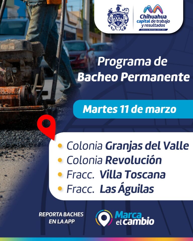 Conoce dónde intervendrá Municipio con bacheo hoy martes