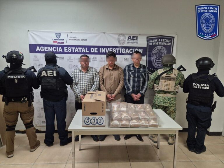 En operativo coordinado detienen a tres masculinos con más de 26 kilos de cocaína en Juárez