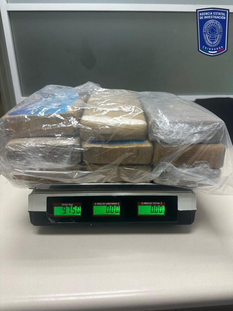 Detiene la Agencia Estatal de Investigación a sujeto en posesión de 9.7 kilogramos de cocaína en Juárez