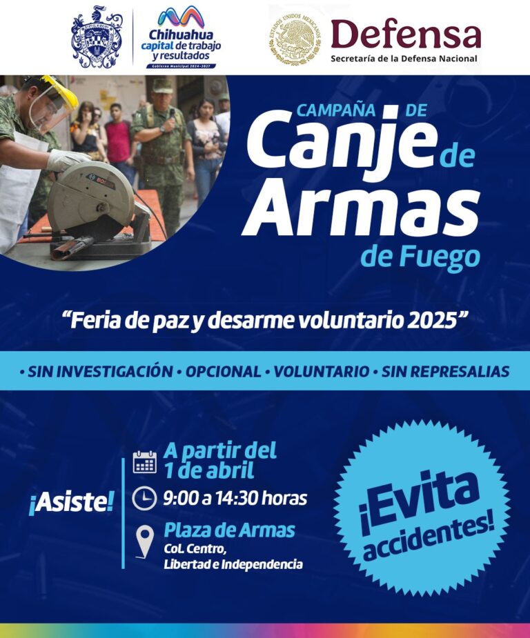 Invitan DEFENSA y Gobierno Municipal al Canje de Armas 2025