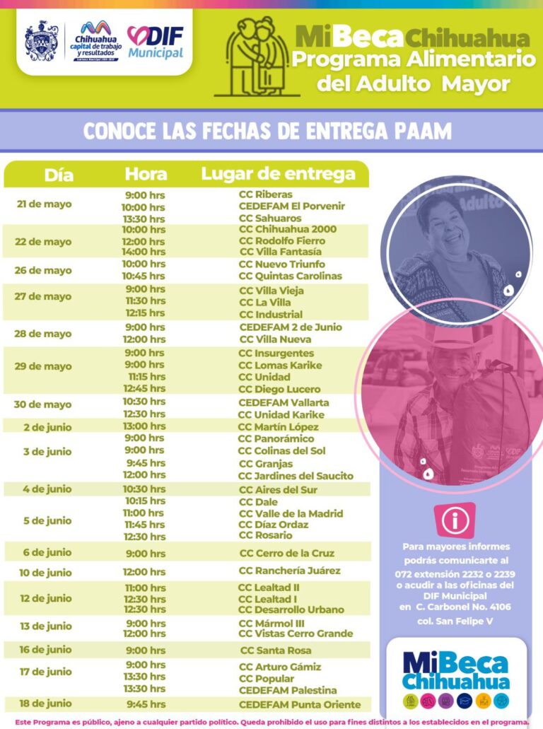 Conoce el calendario mensual de la próxima entrega PAAM