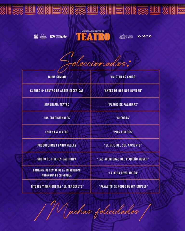 Anuncia Municipio a seleccionados de la Muestra Municipal de Teatro 2025