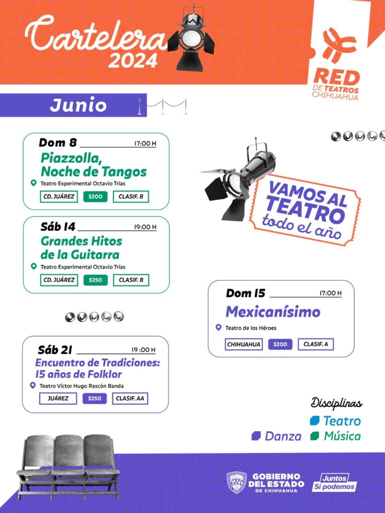 Presenta Red de Teatros cartelera de espectáculos del mes de junio en Chihuahua y Ciudad Juárez