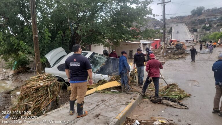 Evalúa autoridades de Protección Civil afectaciones ocasionadas por la lluvia en Ciudad Juárez