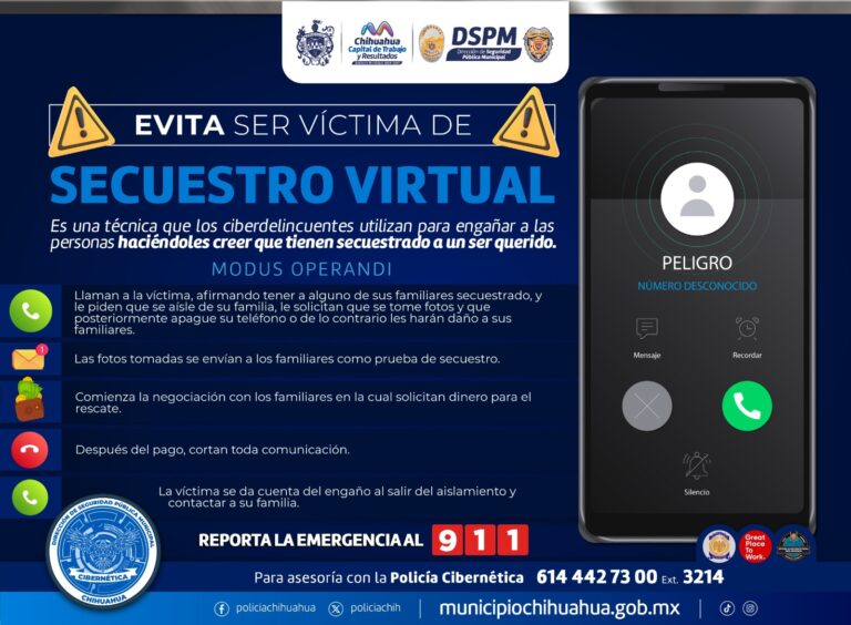 Evita Policía Cibernética del Municipio 33 intentos de extorsión mediante secuestro virtual