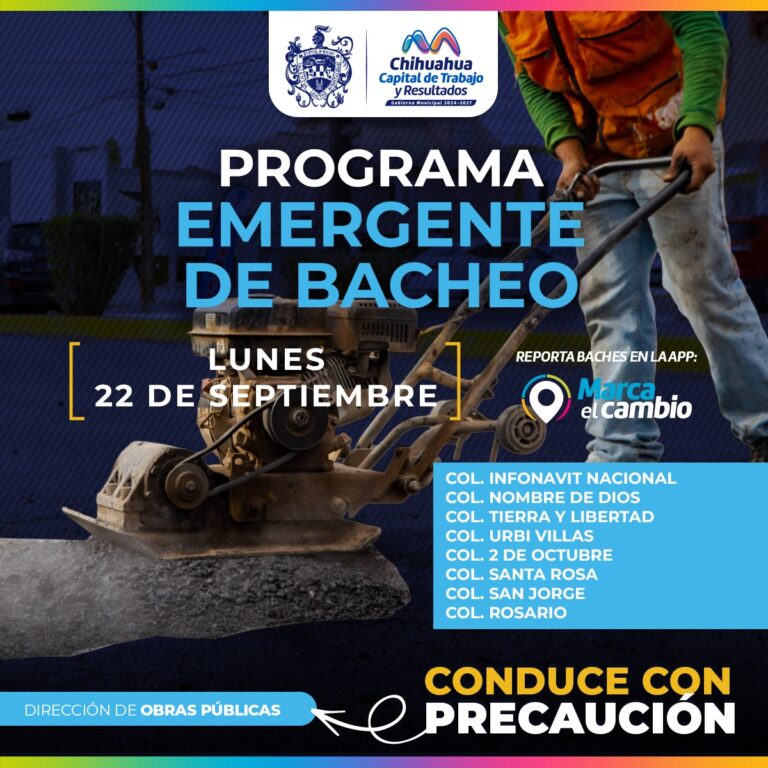 Programa de bacheo del Municipio estará en estas colonias hoy 22 de septiembre