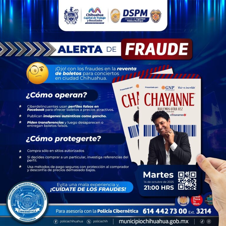 Alerta Policía Municipal por posibles fraudes en compra de boletos de reventa para conciertos