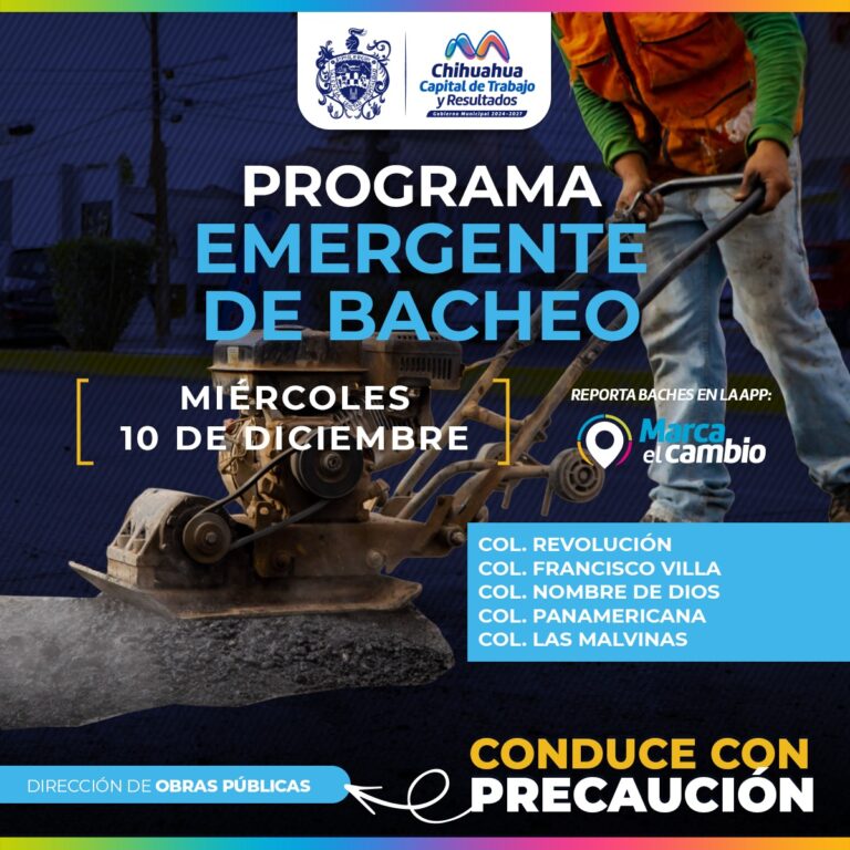 Atenderá Municipio cinco zonas con bacheo este miércoles 10 de diciembre
