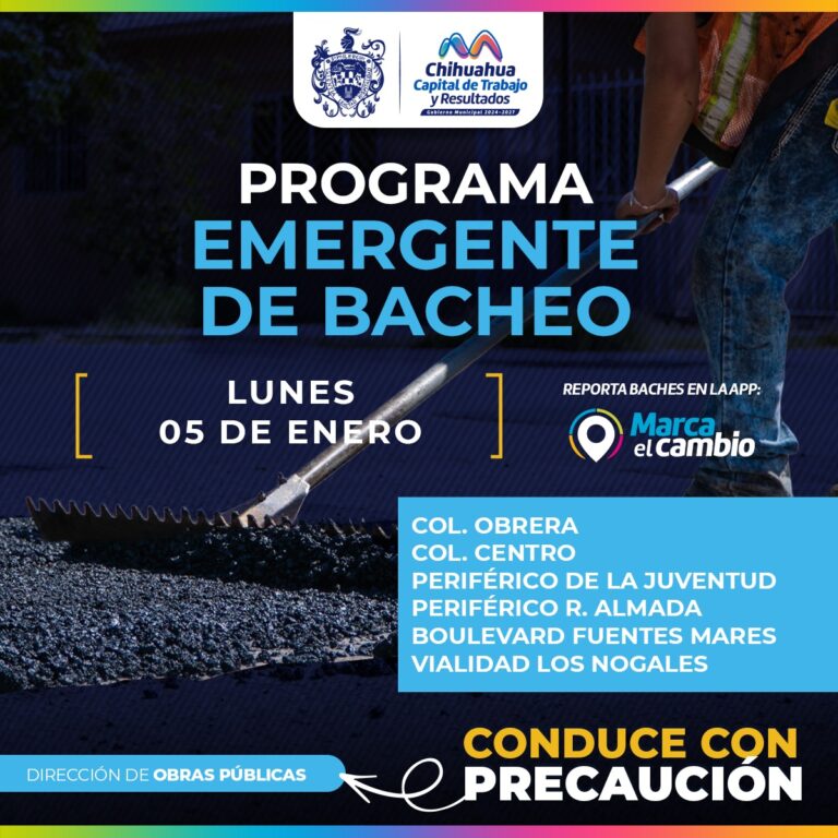 Realizará Municipio trabajos de bacheo en seis zonas de la ciudad este lunes