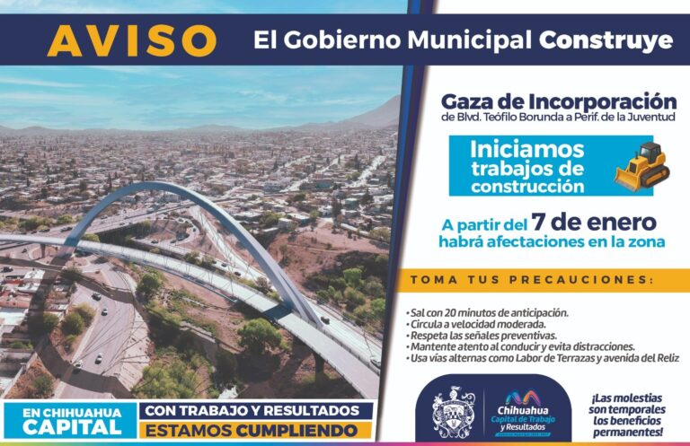 Presenta Municipio rutas alternas previo al inicio de la construcción de la gaza de incorporación Teófilo Borunda–Periférico de la Juventud