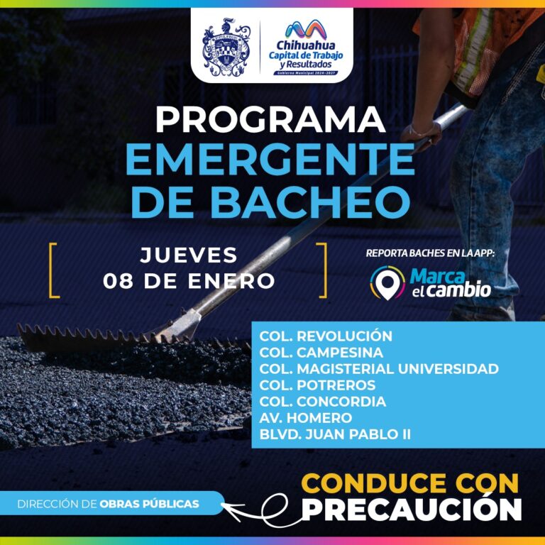 Siete zonas tendrán bacheo este jueves 8 de enero: Municipio