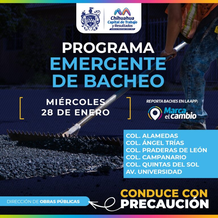 Atenderá Municipio seis zonas con bacheo este miércoles 28 de enero