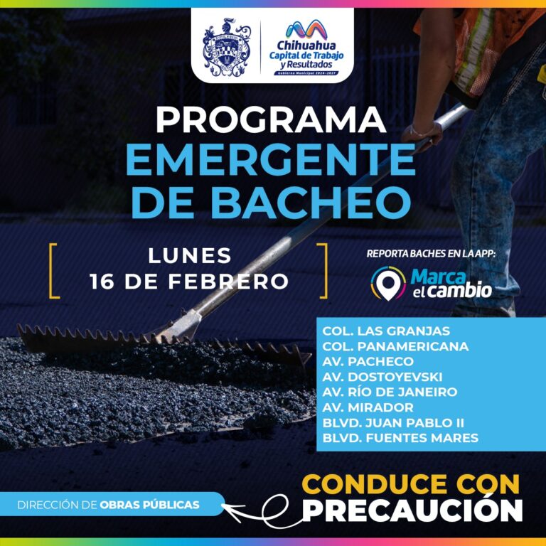 Ocho zonas tendrán bacheo este lunes 16 de febrero: Municipio