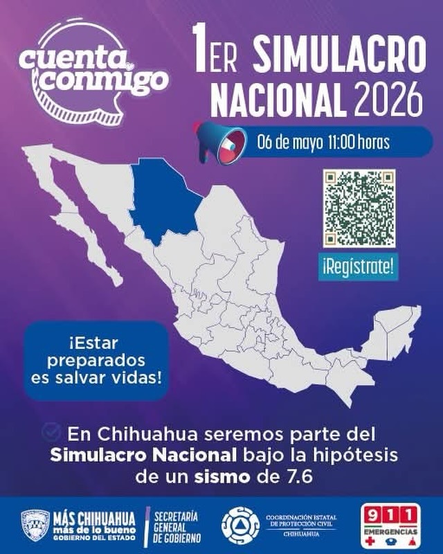 Chihuahua se une al 1er Simulacro Nacional 2026 bajo hipótesis de sismo de 7.6