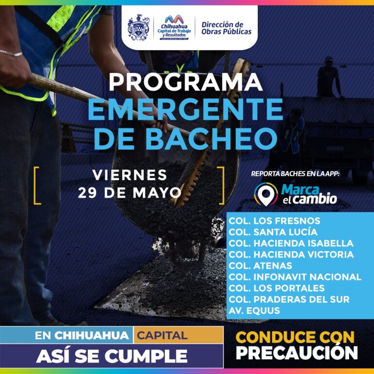 Nueve zonas tendrán bacheo este viernes 29 de mayo: Municipio