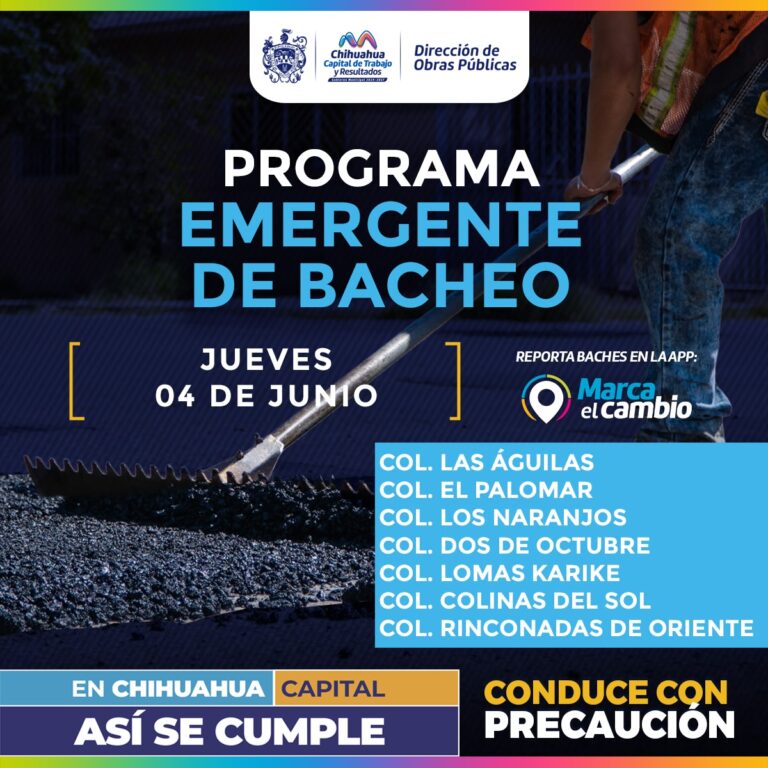 Atenderá Municipio siete zonas con bacheo este jueves 4 de junio